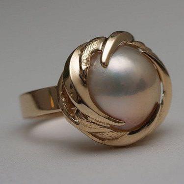 Bague vintage en or et perle