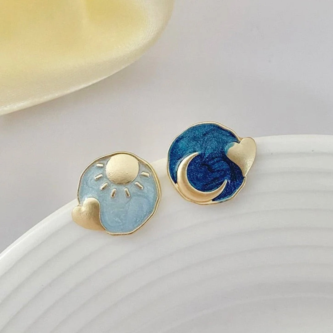 Boucles d'oreilles en Acrylique Jour et Nuit en Or