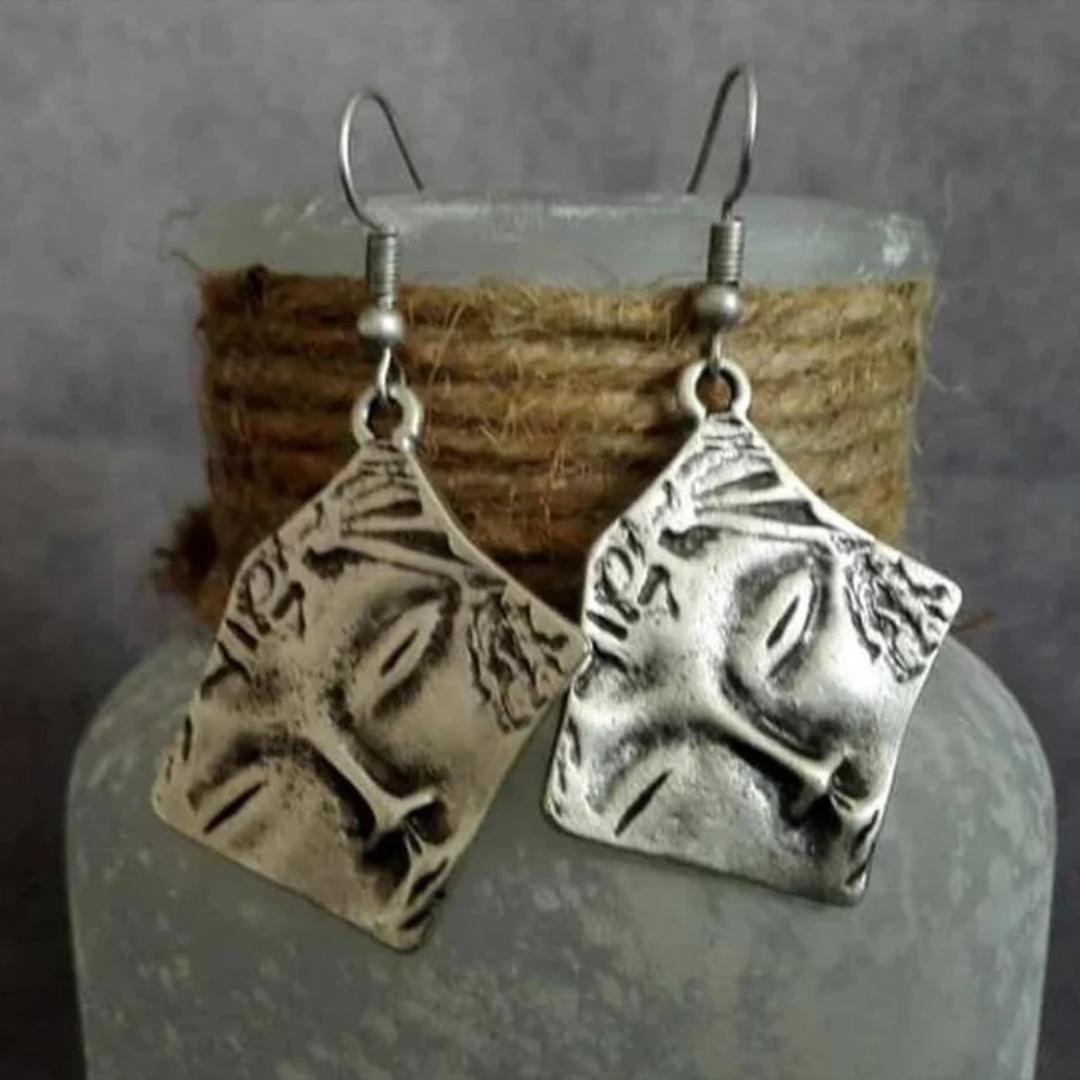 Boucles d'oreilles ethniques vintage avec face en argent
