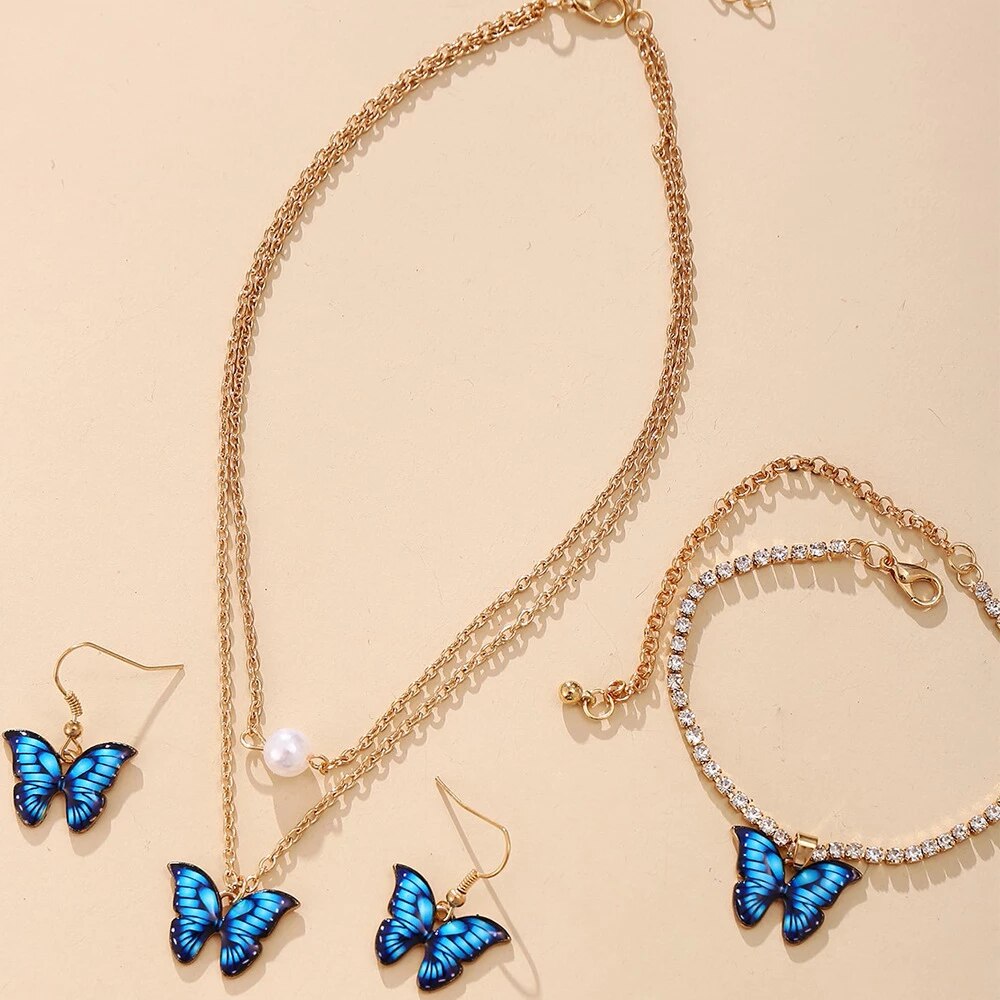 Parure de Bijoux Papillon en Or