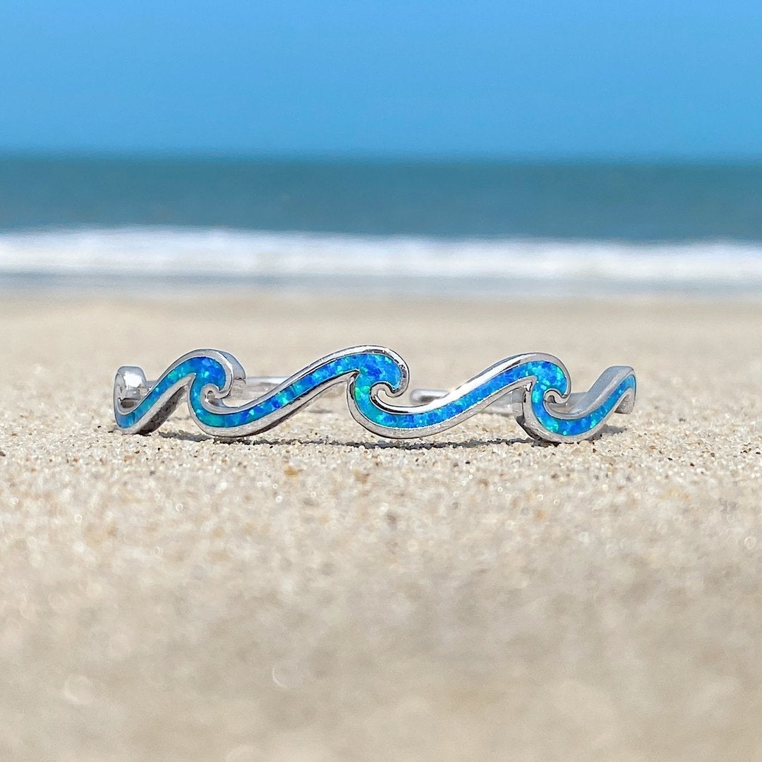 Bracelet Triple Vague en Opale et Argent