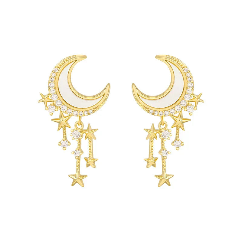Boucles d'Oreilles de Luxe en Forme de Lune