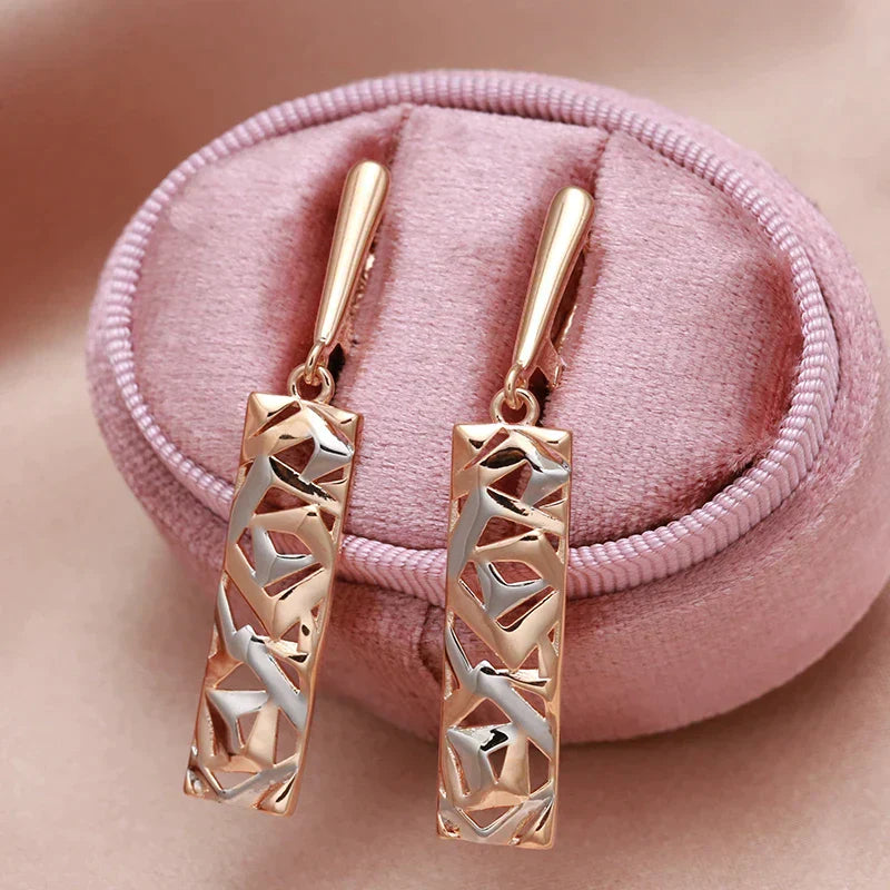 Boucles d'oreilles Rectangulaires Elégantes en Or