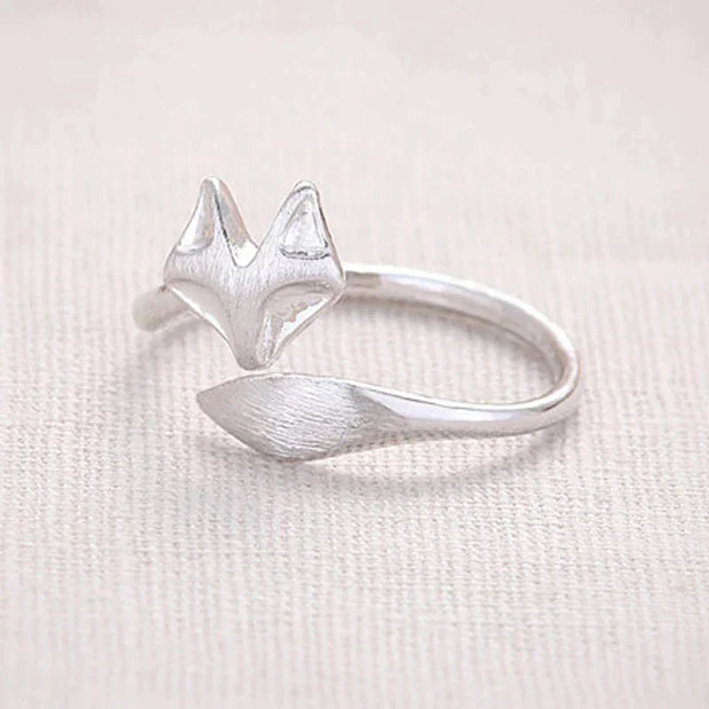 Bague de Renard Ajustable en Argent
