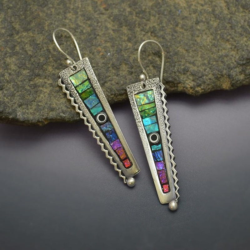 Boucles d'oreilles Vintage à Scie Multicolore