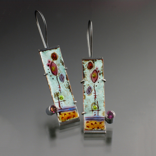 Boucles d'oreilles Vintage avec Email Antique