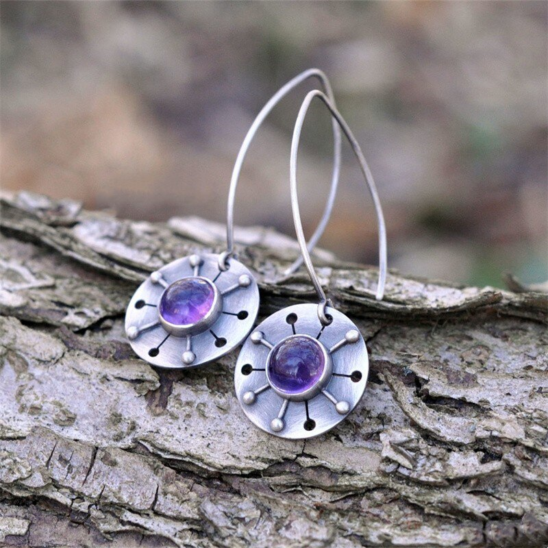 Boucles d'oreilles Vintage Mauve
