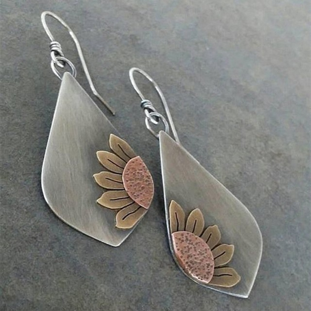 Boucles d'oreilles Fleur Vintage Marron
