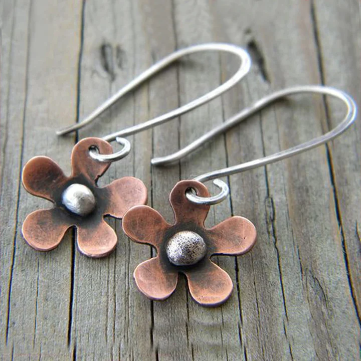 Boucles d'oreilles Fleur Marron Vintage