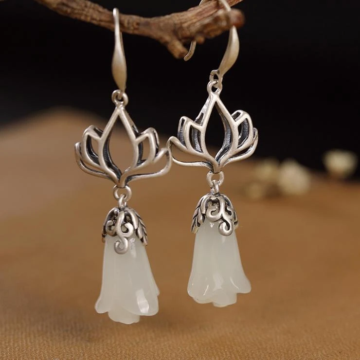 Boucles d'oreilles Vintage avec Opale Blanche
