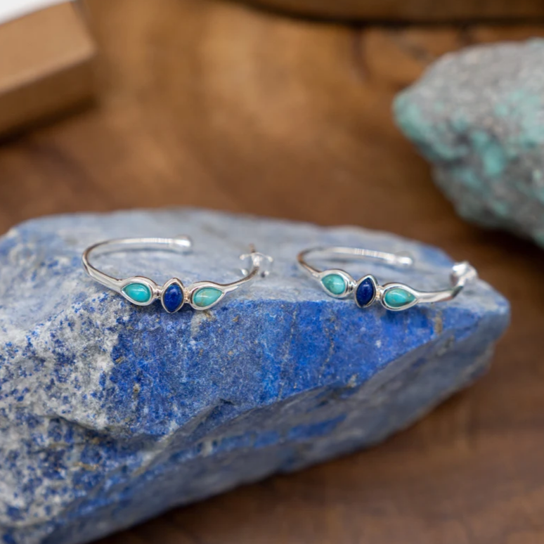 Boucles d'oreilles Vintage en Émail Bleu
