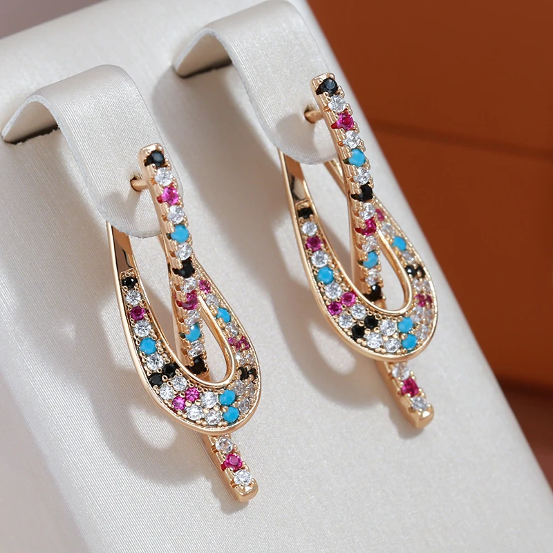 Boucles d'oreilles Elegant avec Zirconia Multicolore en Or