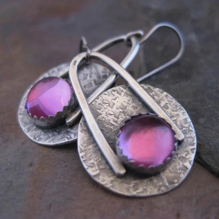 Boucles d'oreilles Vintage en Cristal Violet sur Argent