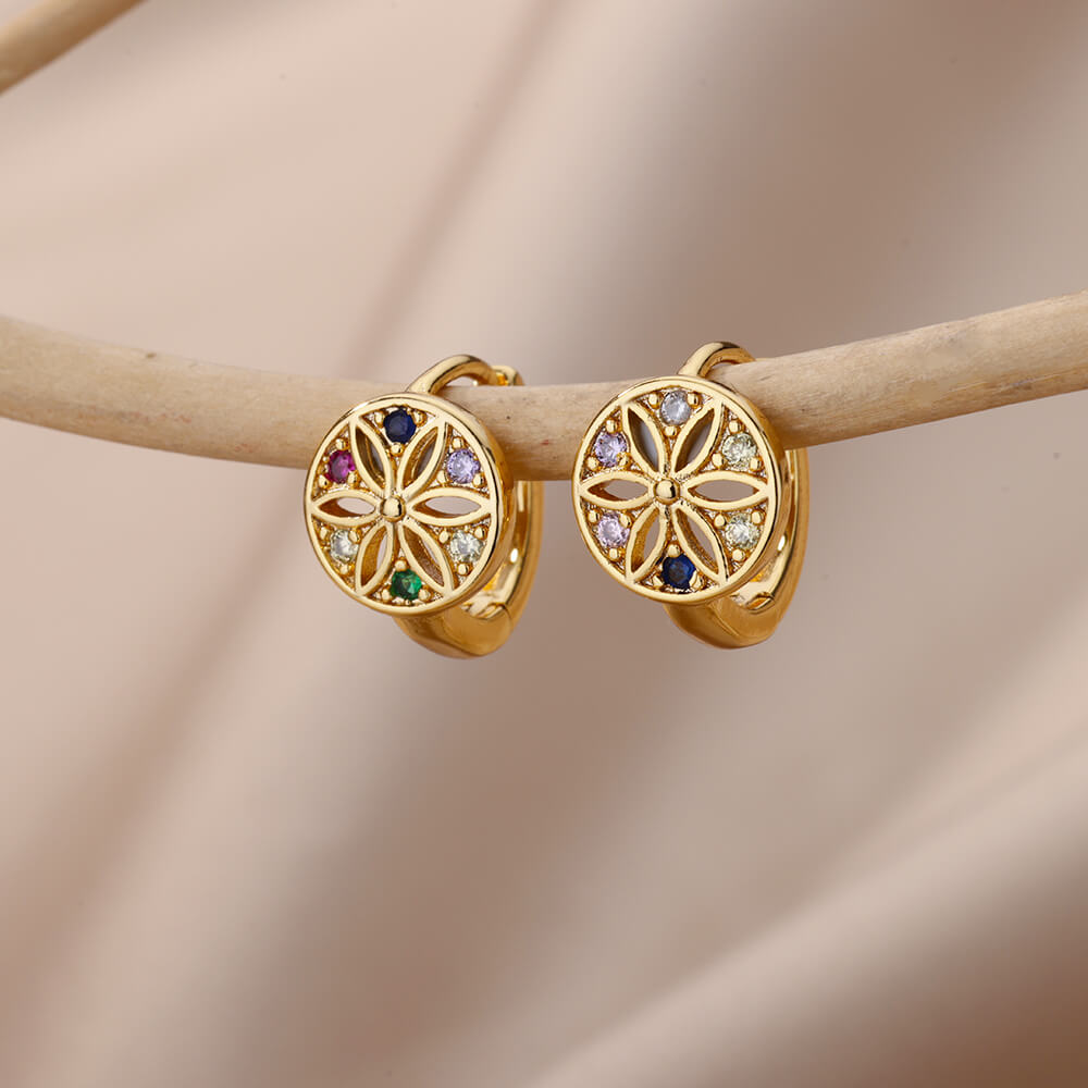 Boucles d'oreilles Or Elégant Multicolore