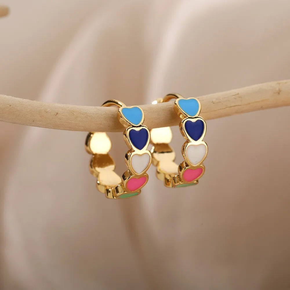 Boucles d'oreilles Or Elégant Multicolore
