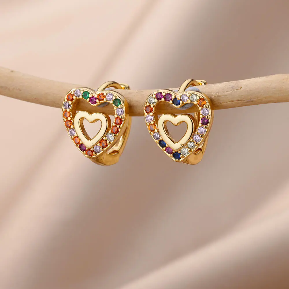 Boucles d'oreilles Or Elégant Multicolore