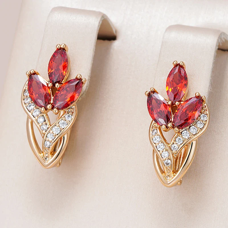 Boucles d'oreilles élégantes en rouge brillant