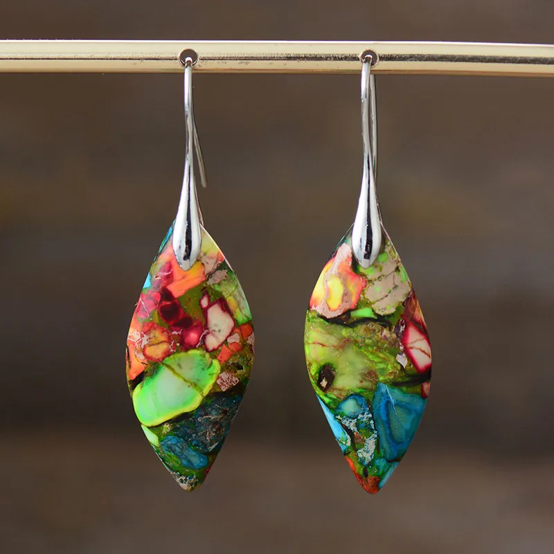 Boucles d'oreilles Vintage en Pierre Multicolore