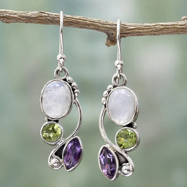 Boucles d'oreilles Vintage en Cristal de Couleur