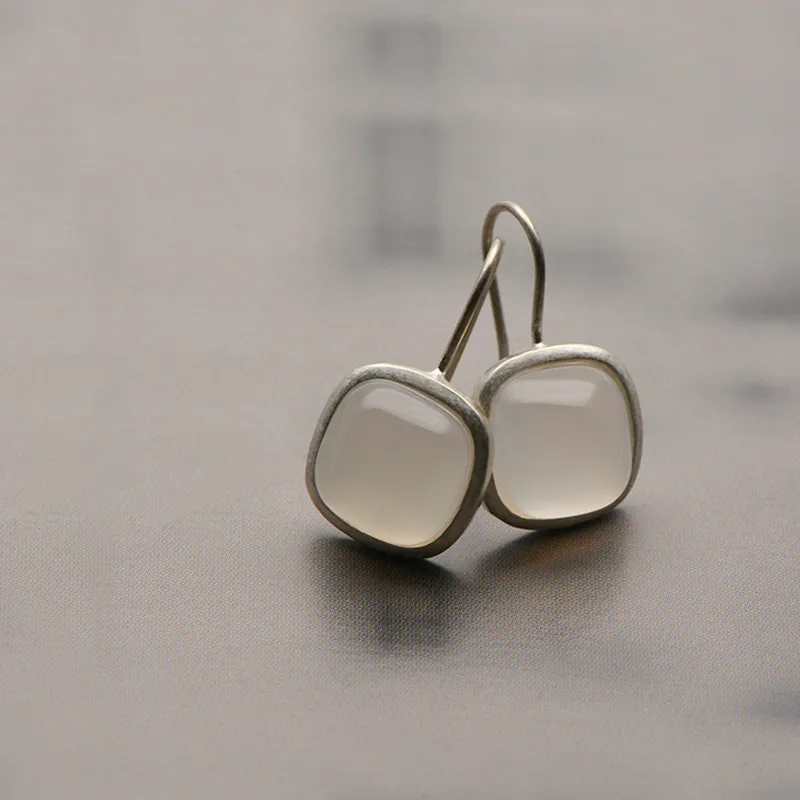 Boucles d'oreilles carrées vintage cristal de lune