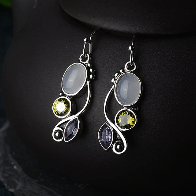 Boucles d'oreilles en zircon jaune et pierre de lune