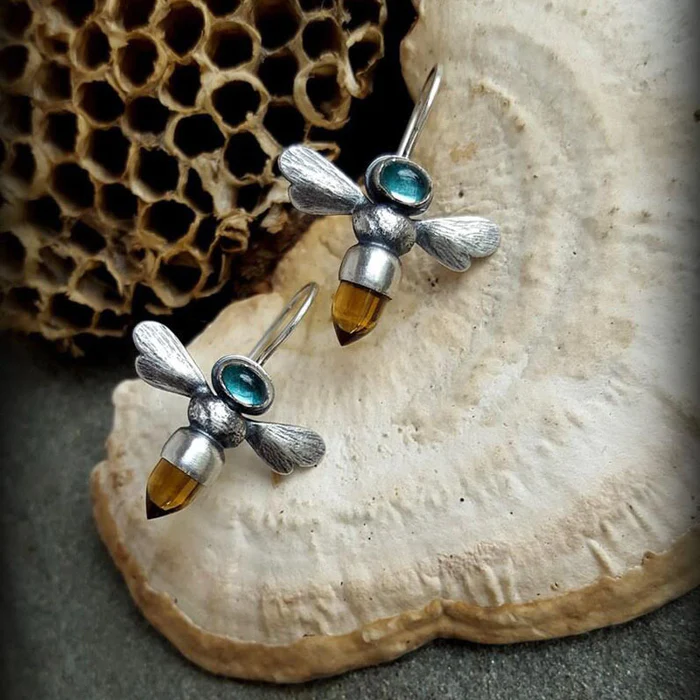 Boucles d'oreilles abeille vintage en argent