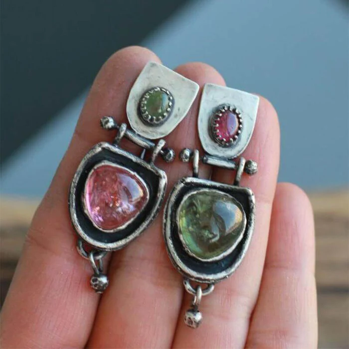 Boucles d'oreilles vintage en argent bicolore