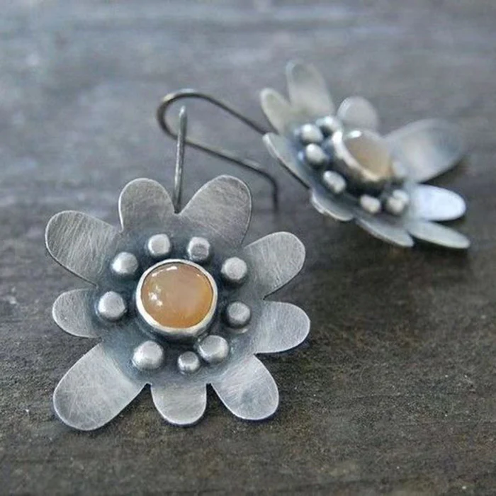 Boucles d'oreilles marguerite vintage en argent