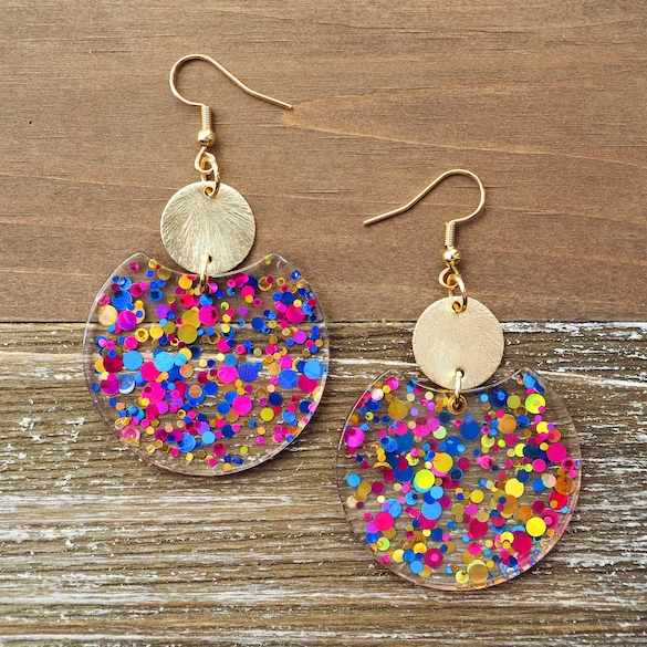 Boucles d'oreilles rondes multicolores Vintage