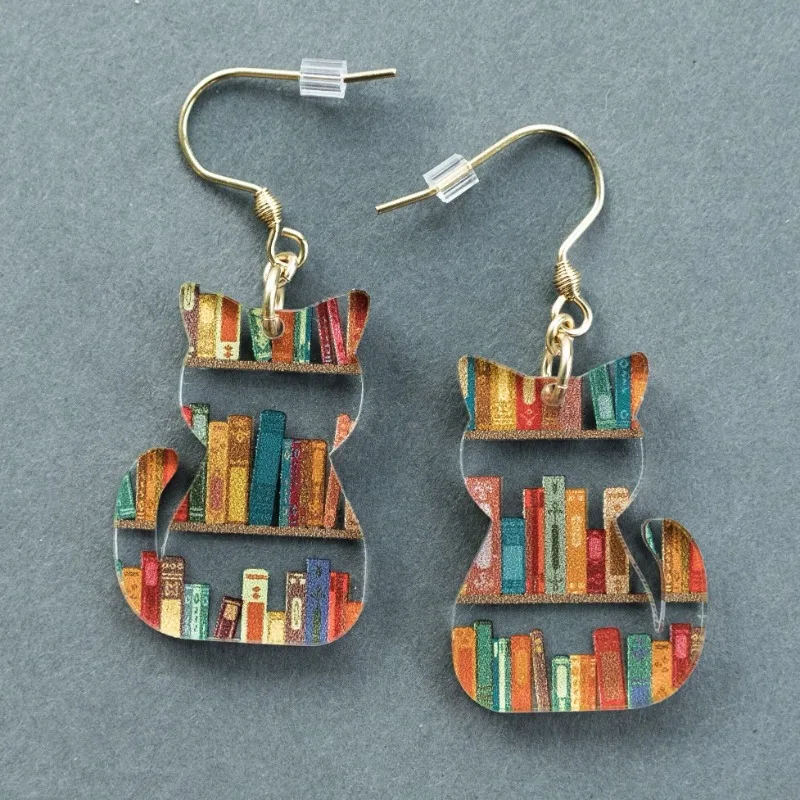 Boucles d'oreilles Vintage Multicolore Chaton