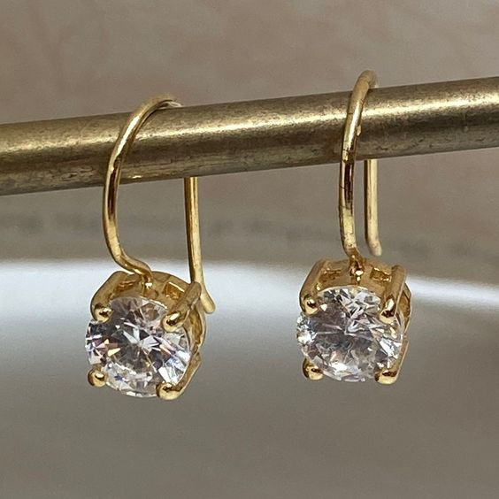 Boucles d'oreilles vintage en cristal rond doré