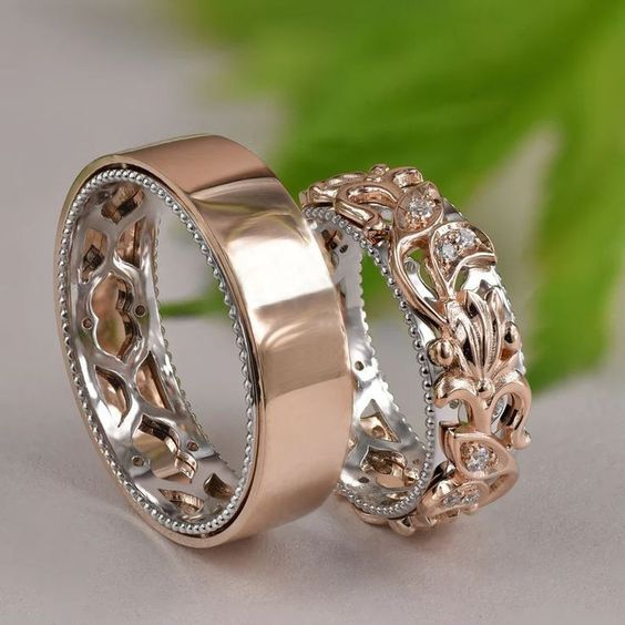 Bagues roses vintage brillantes