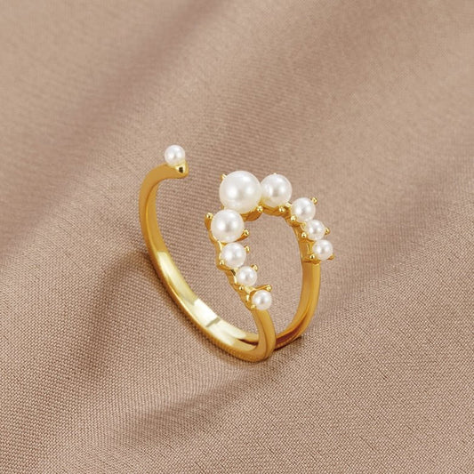 Bague en or 18K avec perles