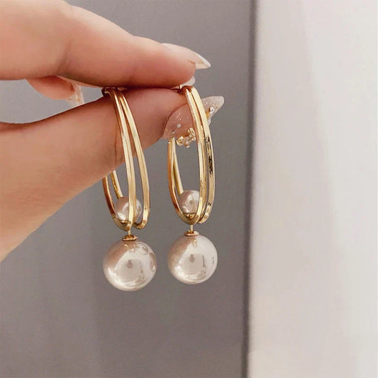 Boucles d'oreilles en Perles Épaisses en Or