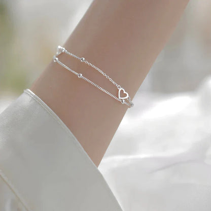 Bracelet Ajustable de Cœur en Argent