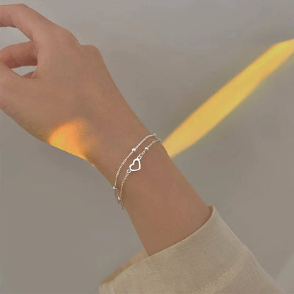 Bracelet Ajustable de Cœur en Argent