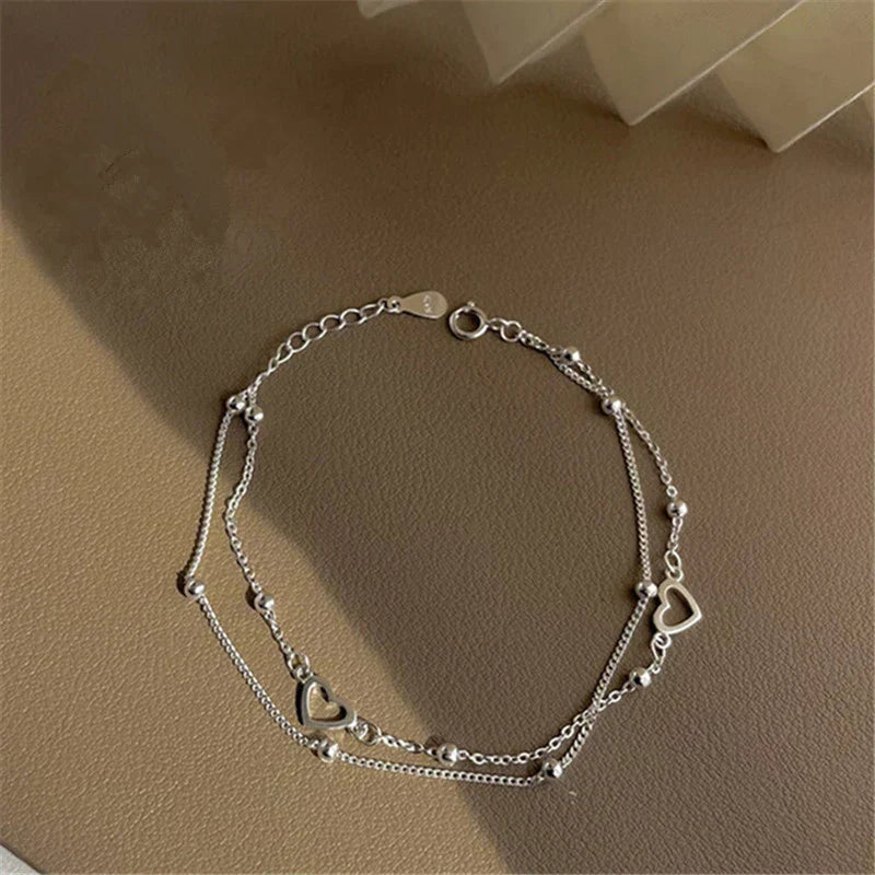 Bracelet Ajustable de Cœur en Argent