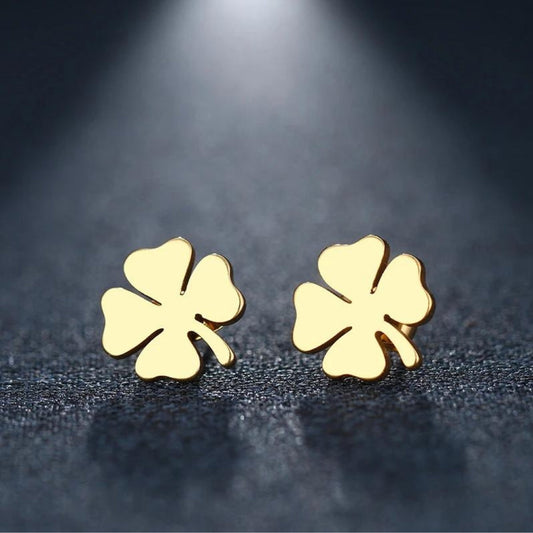 Boucles d'Oreilles Trèfle en Or et Argent