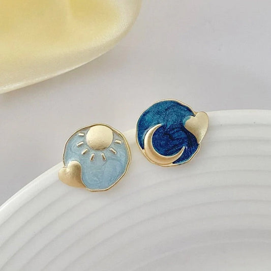 Boucles d'oreilles en Acrylique Jour et Nuit en Or