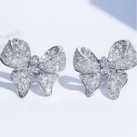 Boucles d'oreilles Nœud Brillant en Argent