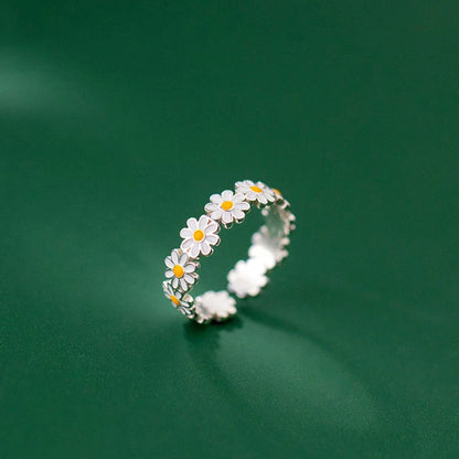 Bague en Forme de Marguerite en Argent