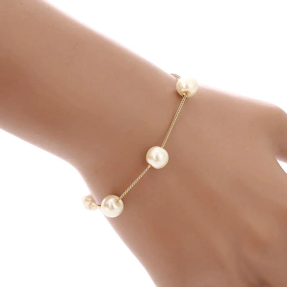 Ensemble de Trois Pièces de Perles Élégantes en Or