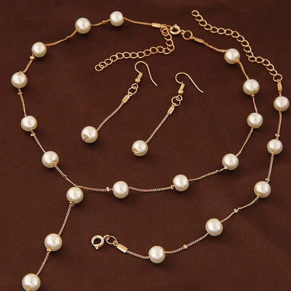 Ensemble de Trois Pièces de Perles Élégantes en Or