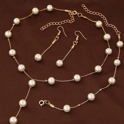 Ensemble de Trois Pièces de Perles Élégantes en Or