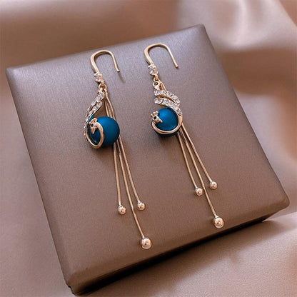 Boucles d'Oreilles de Fête avec Perles Bleues