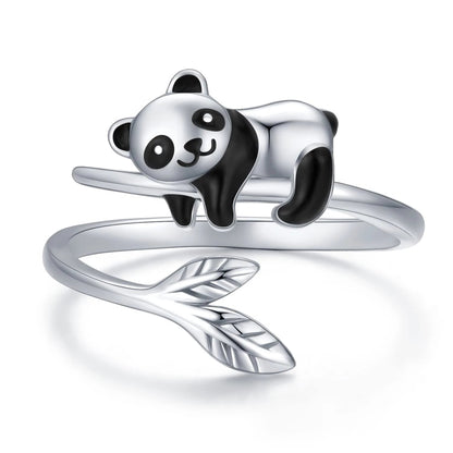 Bague Réglable Panda Mignon en Argent Sterling 925