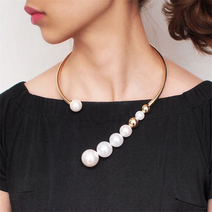 Collier de Perles Épaisses en Or et Argent