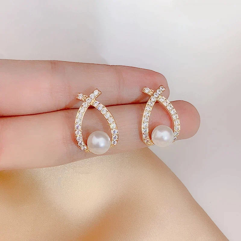 Boucles d'Oreilles Perles avec Diamants