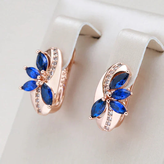 Boucles d'oreilles Élégantes en Cristal Bleu