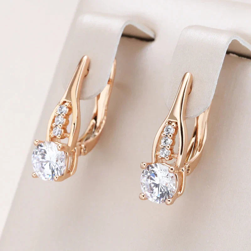 Petites Boucles d'oreilles Elégantes en Or et Zirconias